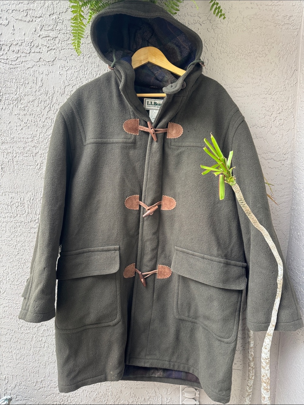 L.L. Bean Olive Green Wool  Duffle Coat Made in the USA